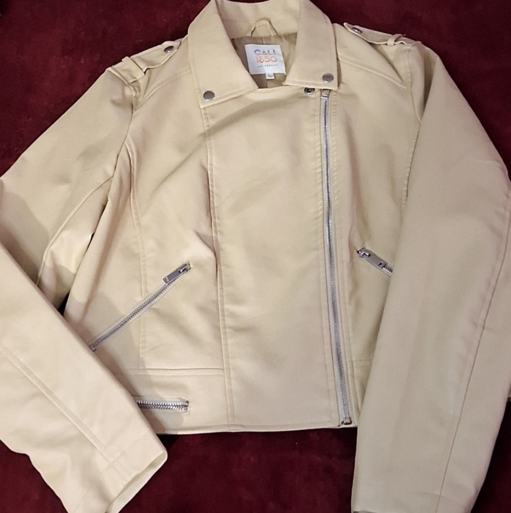 Call It Spring Women's Cream Leather Jacket